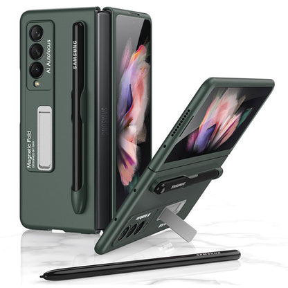 Magnetic Stand Holder Pen Slot Hard Protective Case For Samsung Z Fold 3 5G - {{ shop_name}} varyfun