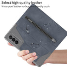 Leather Pen Holder Armor Back Case For Samsung Galaxy Z Fold3 Fold4 5G - {{ shop_name}} varyfun