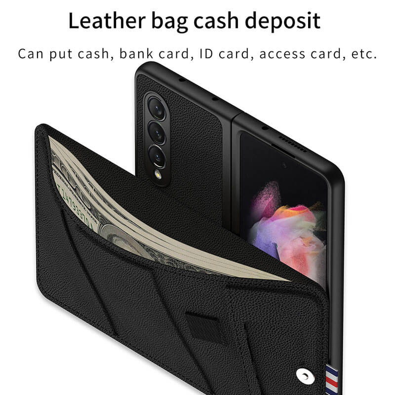 Leather Card Bag Wallet Pen Clasp All-included Cover For Samsung Z Fold 3 5G - {{ shop_name}} varyfun