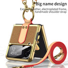 Luxury Leather Back Screen Tempered Glass Hard Frame Cover For Samsung Galaxy Z Flip4 Flip3 5G With Lanyard - {{ shop_name}} varyfun