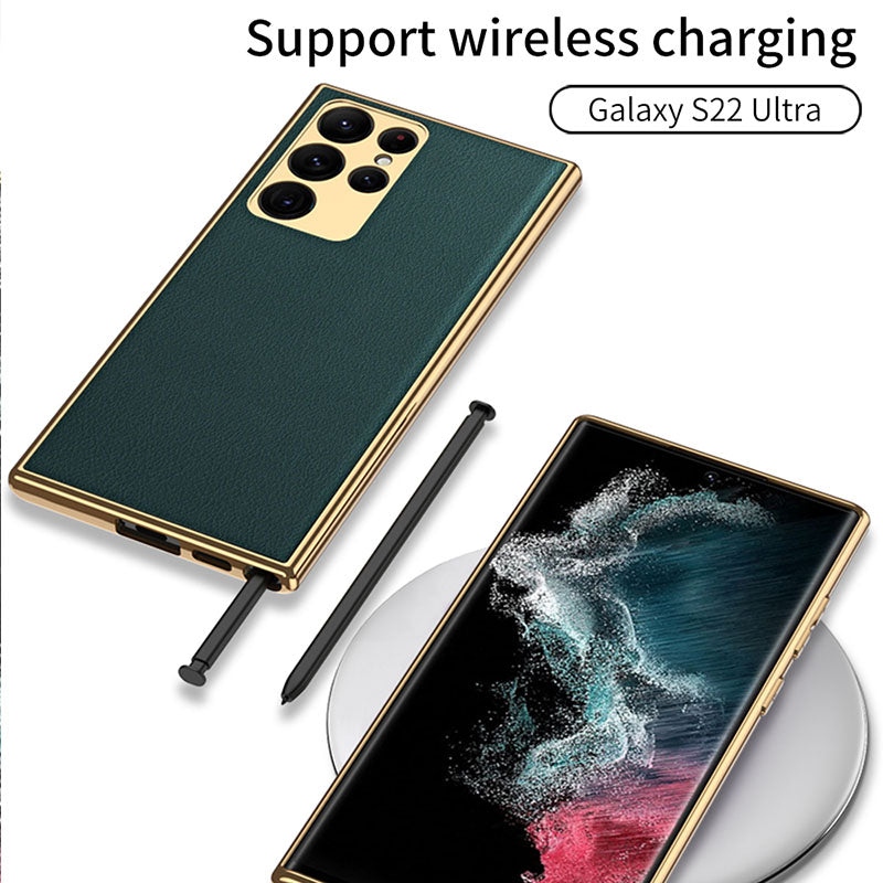 2022 Luxury Leather Camera All-inclusive Electroplating Process Cover For Sumsang Galaxy S22 S21 Ultra Plus - {{ shop_name}} varyfun