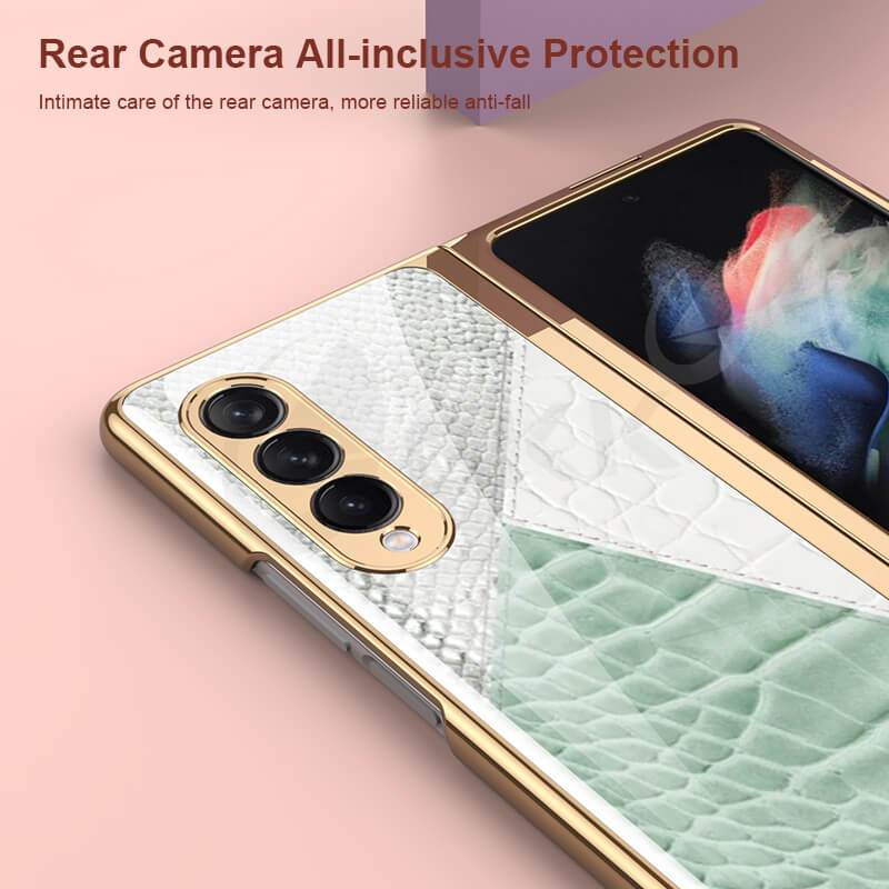 Python Leopard Print Tempered Glass Case for Samsung Galaxy Z Fold 3 5G - {{ shop_name}} varyfun