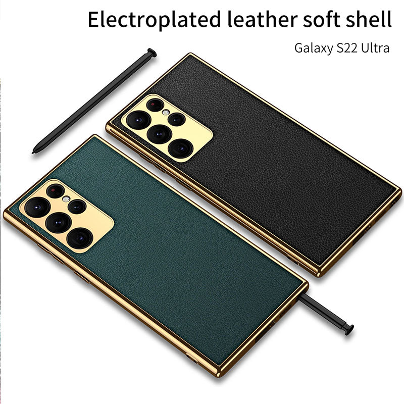 2022 Luxury Leather Camera All-inclusive Electroplating Process Cover For Sumsang Galaxy S22 S21 Ultra Plus - {{ shop_name}} varyfun