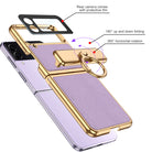 Electroplated Leather Magnetic Hinge Phone Case For Samsung Galaxy Z Flip4 Flip3 5G - {{ shop_name}} varyfun