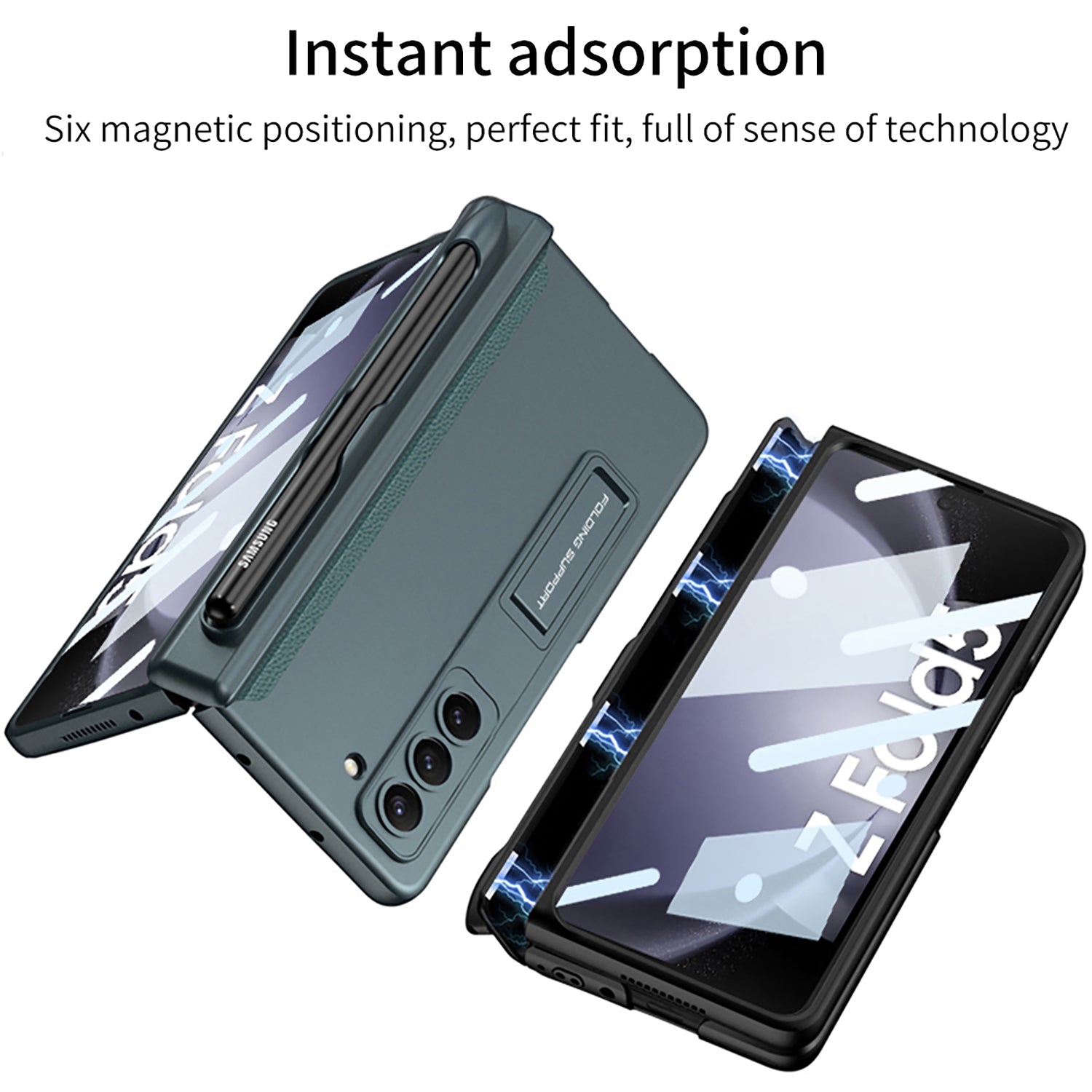 Magnetic Hinge S Pen Slot Ultra-Thin Phone Case With Back Screen Protector For Samsung Galaxy Z Fold 5/4/3 5G - mycasety2023 Mycasety