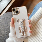 Luxury Bear Bracket Electroplating All-inclusive Drop-proof Phone Case For iPhone Series - {{ shop_name}} varyfun