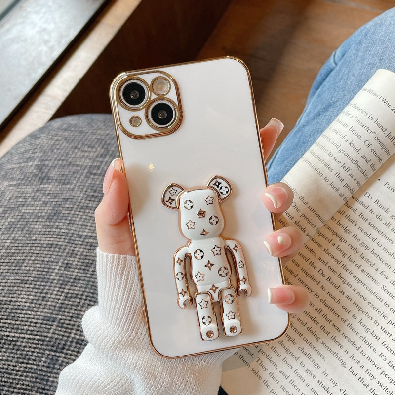 Luxury Bear Bracket Electroplating All-inclusive Drop-proof Phone Case For iPhone Series - {{ shop_name}} varyfun