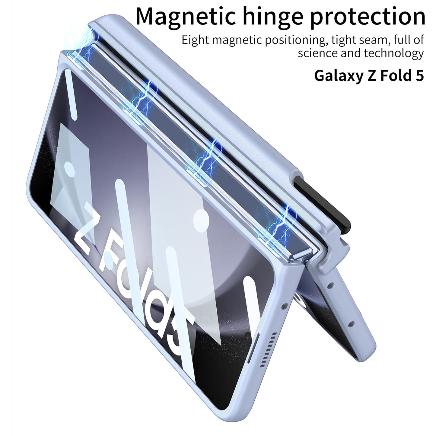 Magnetic Hinge Pen Slot Wristband Holder Phone Case With Back Screen Protector For Samsung Galaxy Z Fold5 Fold4 Fold3