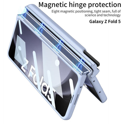 Magnetic Hinge Pen Slot Wristband Holder Phone Case With Back Screen Protector For Samsung Galaxy Z Fold5 Fold4 Fold3