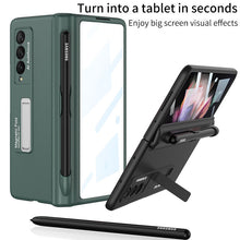 Load image into Gallery viewer, Magnetic Frame Plastic Stand Tempered Glass Screen All-included Case With Pen Slot For Samsung Galaxy Z Fold 3 5G - {{ shop_name}} Varyfun
