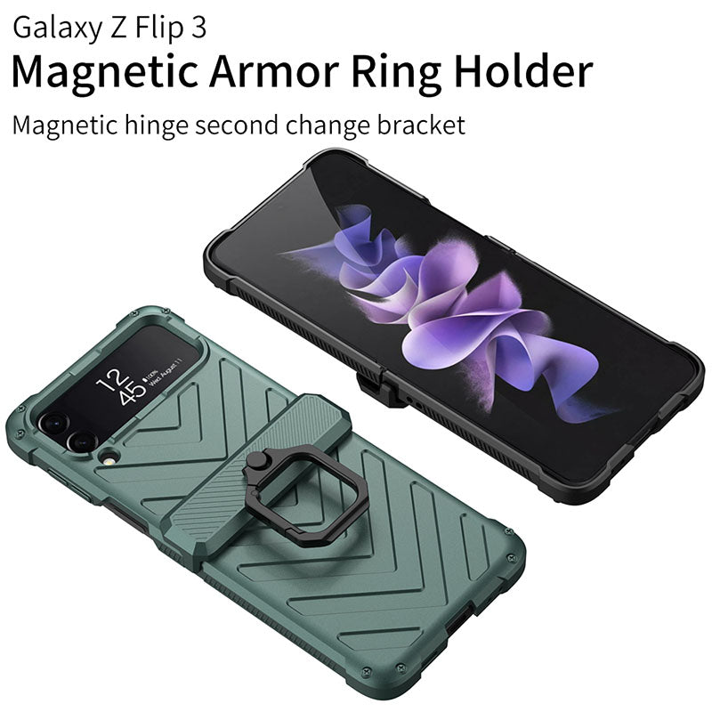 Magnetic Armor Ring Holder Case For Samsung Galaxy Z Flip3 5G - {{ shop_name}} Dealggo.com