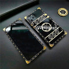 Luxury Brand Black Rose Flower Stripe Glitter Gold Square Case For Samsung Galaxy - {{ shop_name}} Varyfun