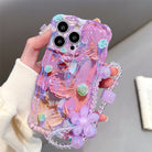 3D Colorful Oil Painting Exquisite Flower Graffiti Case For iPhone With Bracelet - mycasety2023 Mycasety