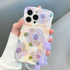 3D Colorful Oil Painting Exquisite Flower Graffiti Case For iPhone With Bracelet - mycasety2023 Mycasety