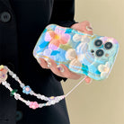 3D Colorful Oil Painting Exquisite Flower Graffiti Case For iPhone With Bracelet - mycasety2023 Mycasety