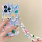 3D Colorful Oil Painting Exquisite Flower Graffiti Case For iPhone With Bracelet - mycasety2023 Mycasety