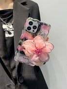 Icy Black Pink Flower Wristband iPhone Case with Messenger Strap - mycasety2023 Mycasety