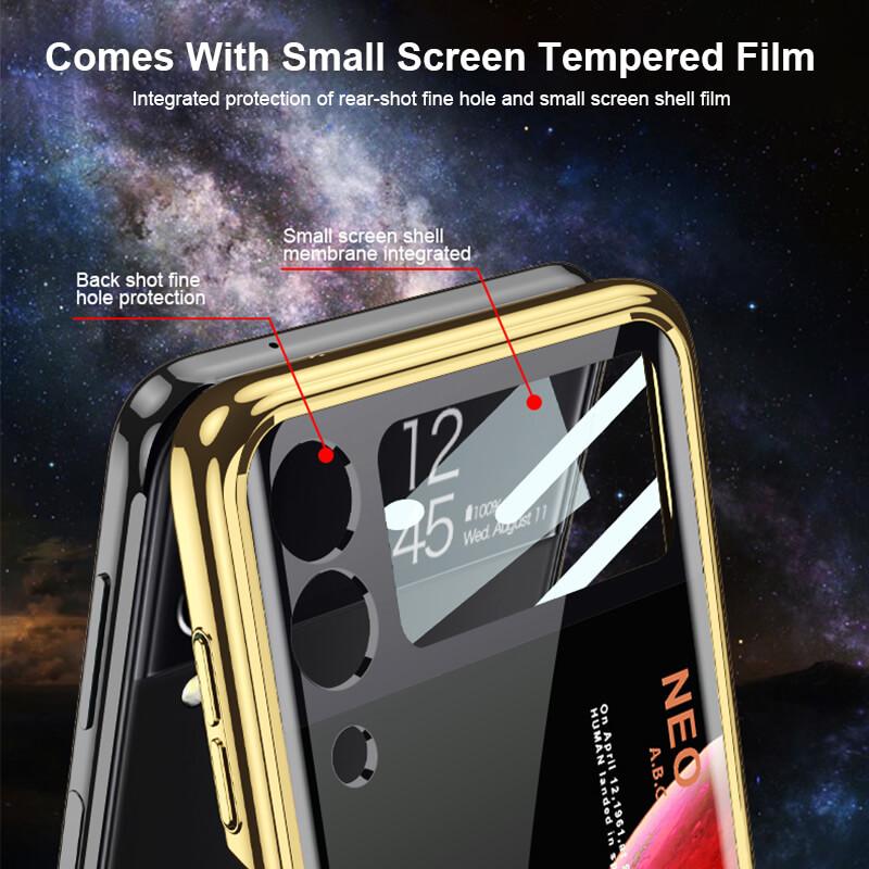 Space Luxury Plating Frame Anti-knock Protection Glass Case For Samsung Galaxy Z Flip3 - {{ shop_name}} varyfun
