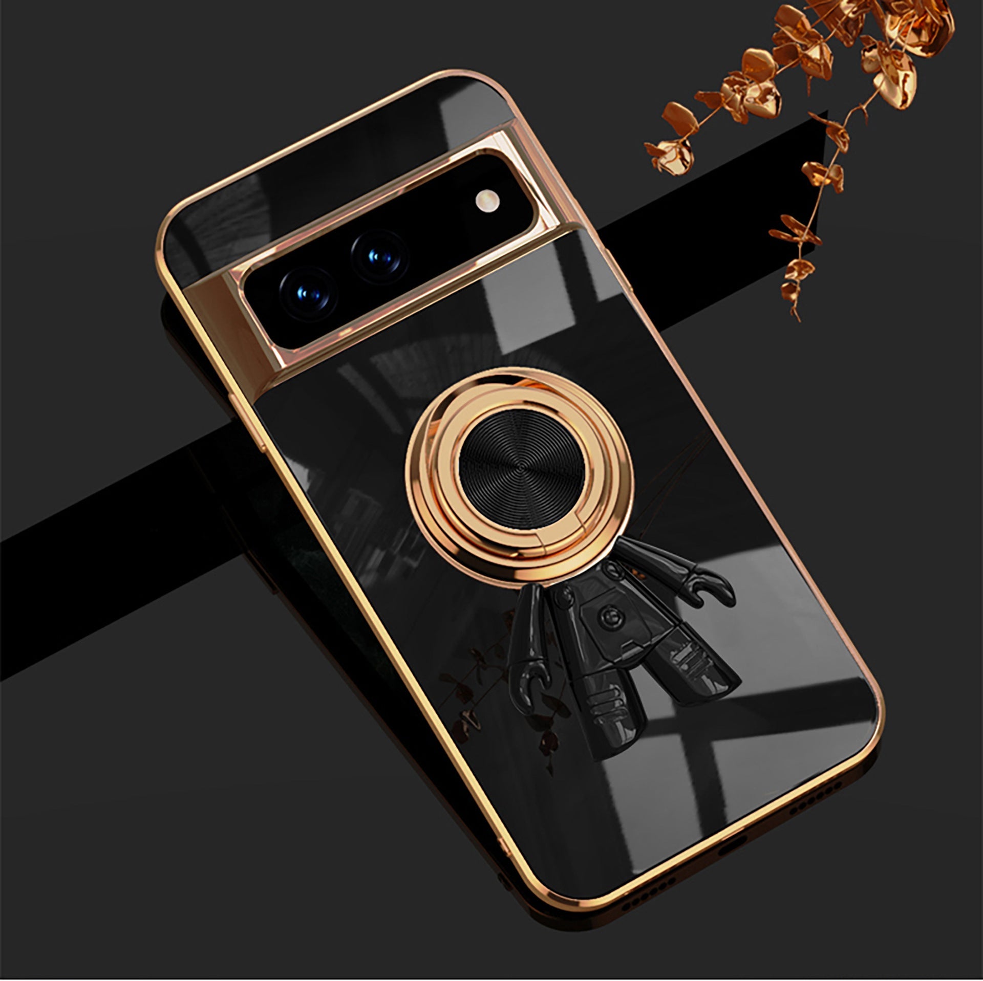 Electroplating Astronaut Ring Holder Phone Case For Google Pixel 7 8 Series - mycasety2023 Mycasety