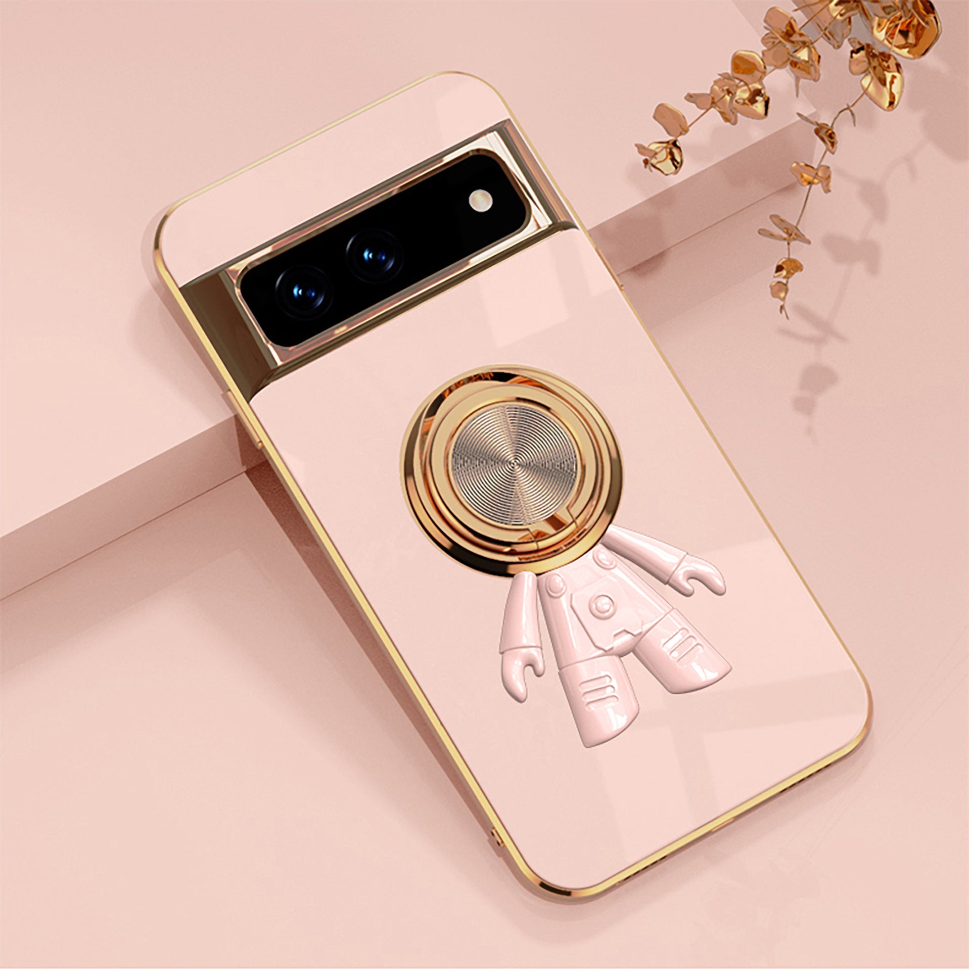 Electroplating Astronaut Ring Holder Phone Case For Google Pixel 7 8 Series - mycasety2023 Mycasety