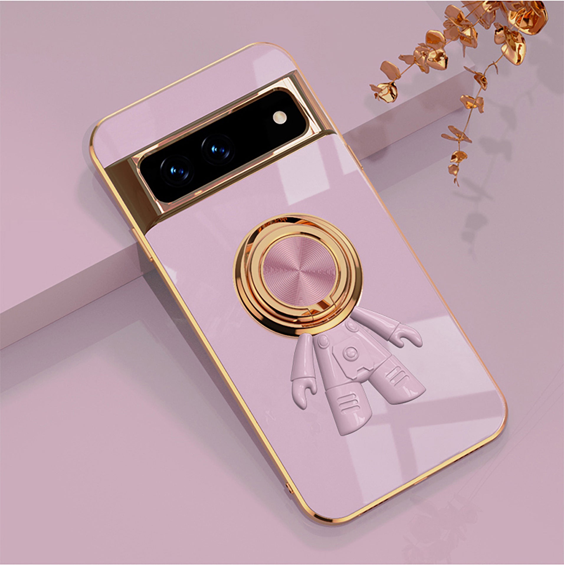 Electroplating Astronaut Ring Holder Phone Case For Google Pixel 7 8 Series - mycasety2023 Mycasety