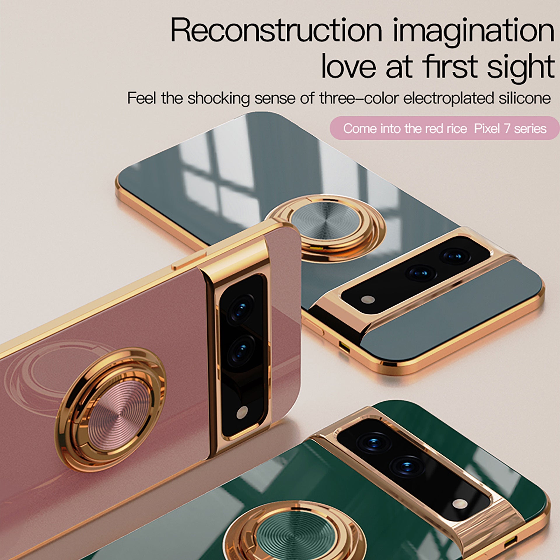 Electroplating Ring Holder Phone Case For Google Pixel 7 8 Series - mycasety2023 Mycasety