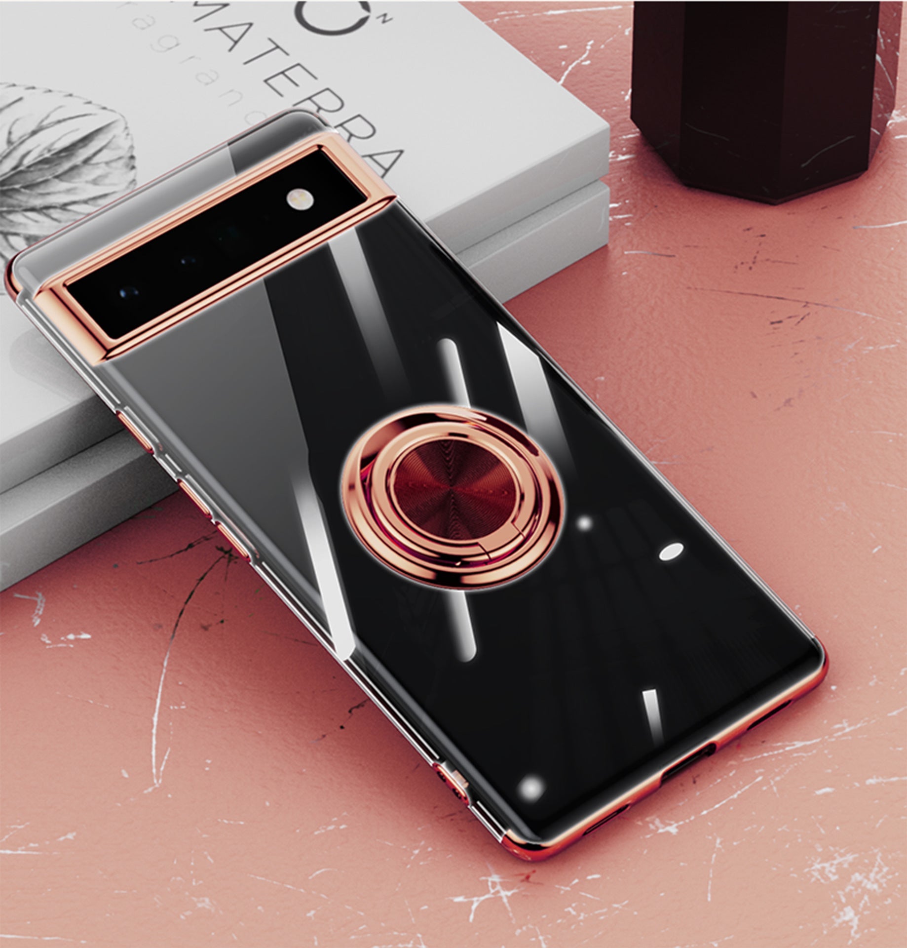 Electroplating Clear Ring Holder Phone Case For Google Pixel 7 Series - mycasety2023 Mycasety