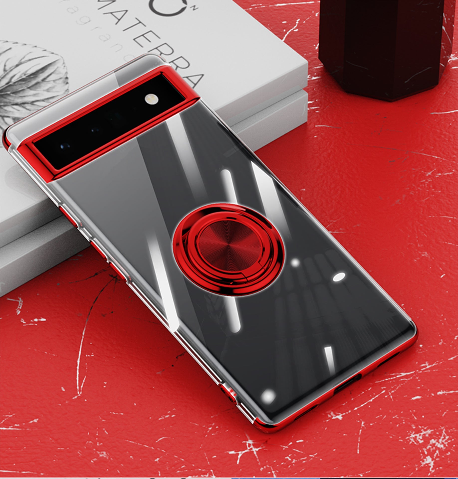 Electroplating Clear Ring Holder Phone Case For Google Pixel 7 Series - mycasety2023 Mycasety