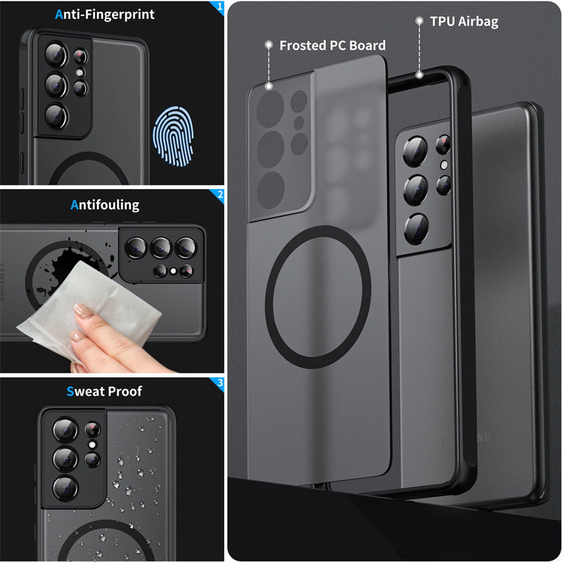 Hot Trendy Shatter Resistant Magnetic Coil Samsung Case Support Magsafe