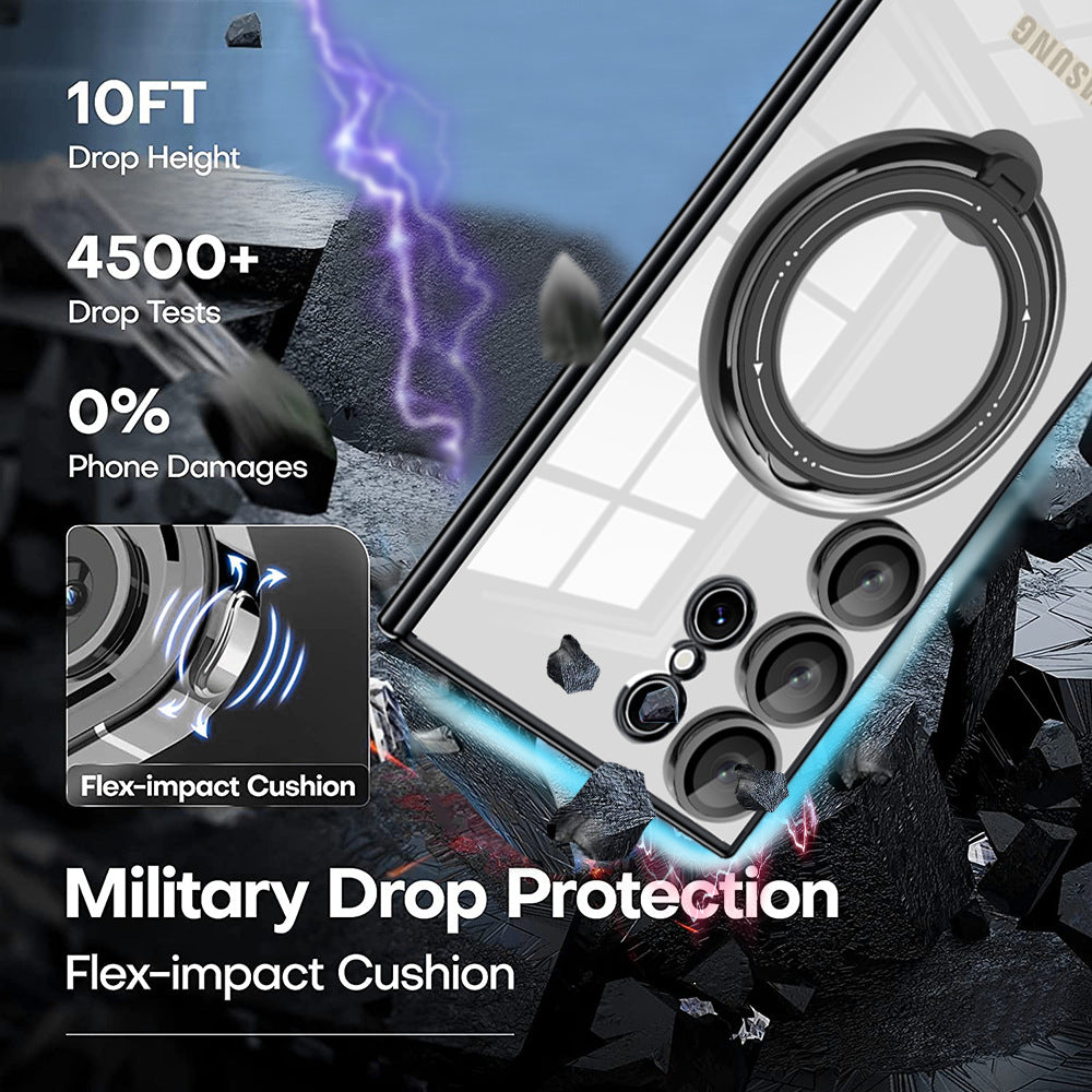 Electroplated Transparent Magnetic Bracket Samsung Case Support Magsafe Charging - mycasety2023 Mycasety