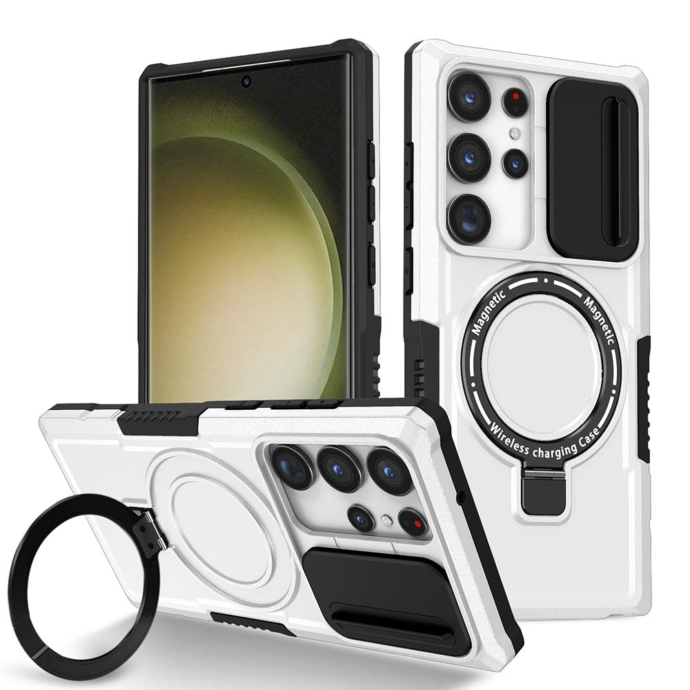 Magnetic  Holder Lens Protection Sliding Window Phone Case For Samsung