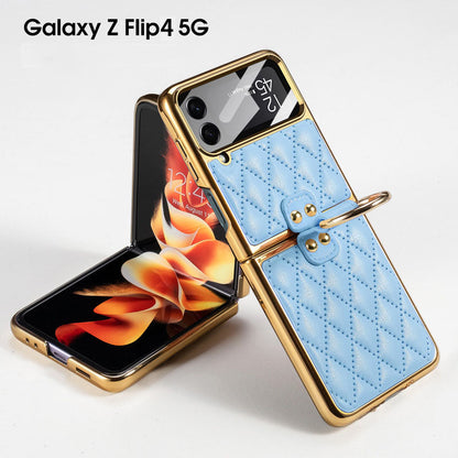 Luxury Leather Electroplating Diamond Protective Cover For Samsung Galaxy Z Flip4 Flip3 5G - {{ shop_name}} varyfun