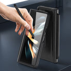 Central Axis With Pen Folding Anti-Fall Shell Film Integrated Leather Phone Case For Samsung Galaxy fold4 fold3 5G - mycasety2023 Mycasety
