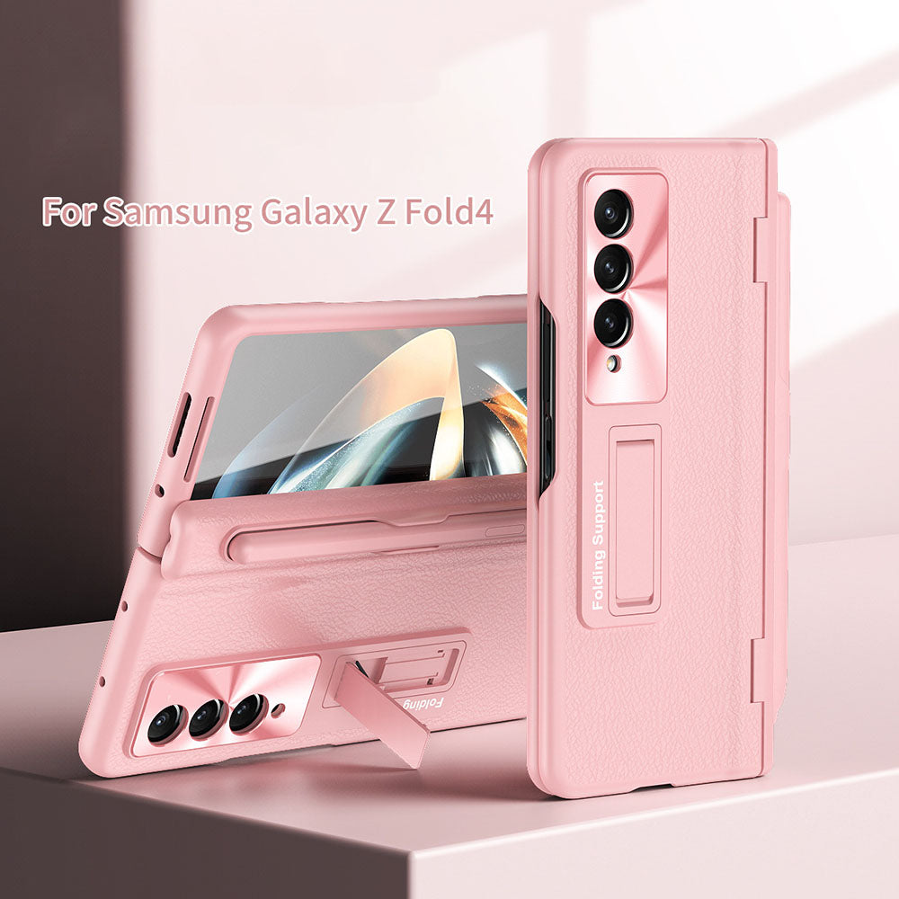 Central Axis With Pen Folding Anti-Fall Shell Film Integrated Leather Phone Case For Samsung Galaxy fold4 fold3 5G - mycasety2023 Mycasety