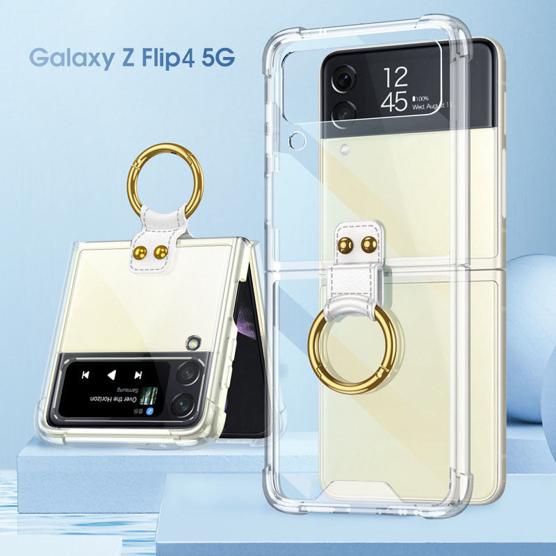 NEWEST Transparents Airbag Ring Holder Anti-knock Protection Cover For Samsung Galaxy Z Flip4 Flip3 5G - {{ shop_name}} varyfun