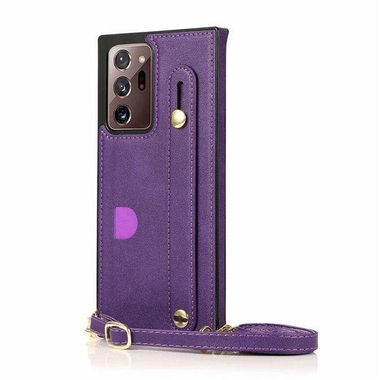 Luxury Brand Leather Stand Holder Square Case For Samsung Galaxy S21 S20 S10 Ultra Plus FE Note20 10 A71 A51 Cover - {{ shop_name}} varyfun