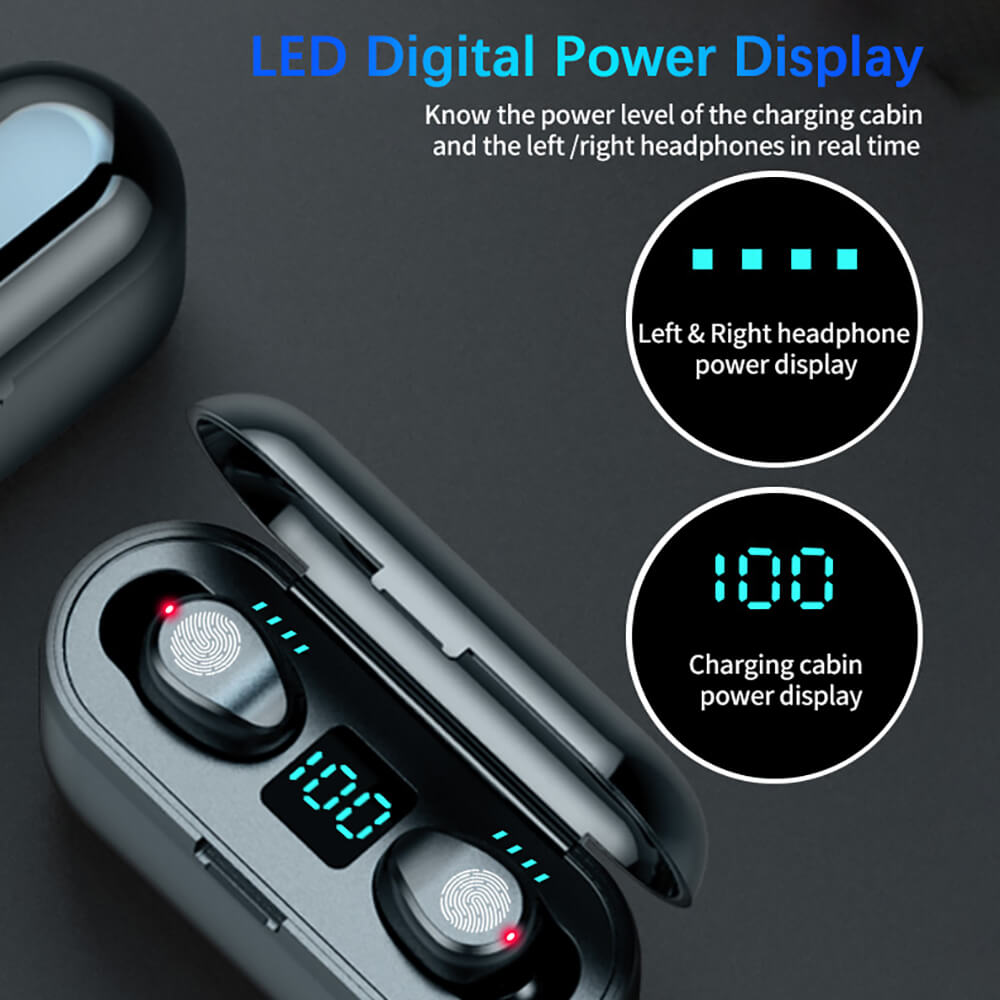 F9 Earphone LED Touch Bluetooth 5.0 Large Capacity Charging Cabin - {{ shop_name}} Dealggo.com