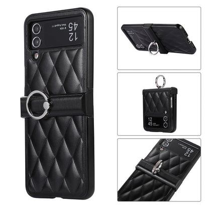 High-grade Rhombic Leather Ring Buckle For Samsung Galaxy Z Flip3/4 Case - mycasety2023 Mycasety