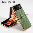 Luxury Leather Electroplating Diamond Protective Cover For Samsung Galaxy Z Flip 4 5G - {{ shop_name}} varyfun