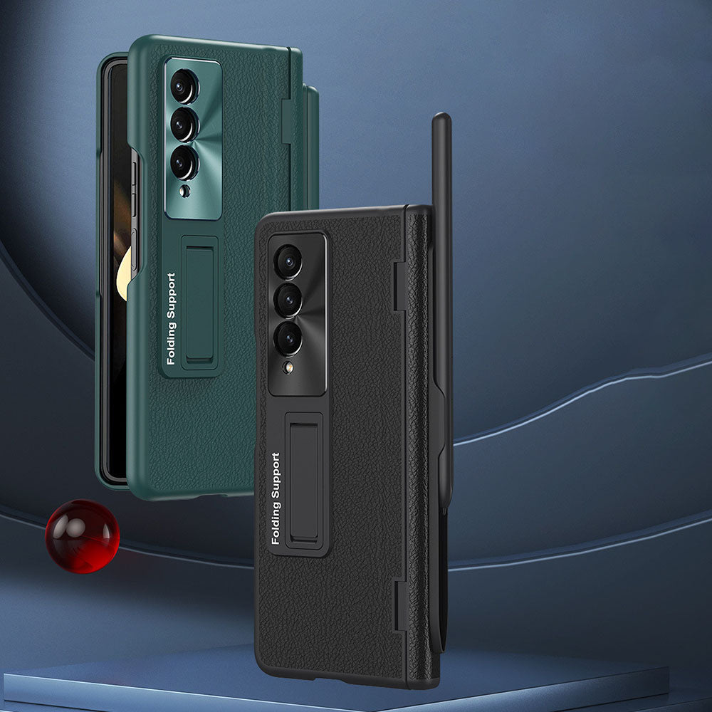 Central Axis With Pen Folding Anti-Fall Shell Film Integrated Leather Phone Case For Samsung Galaxy fold4 fold3 5G - mycasety2023 Mycasety