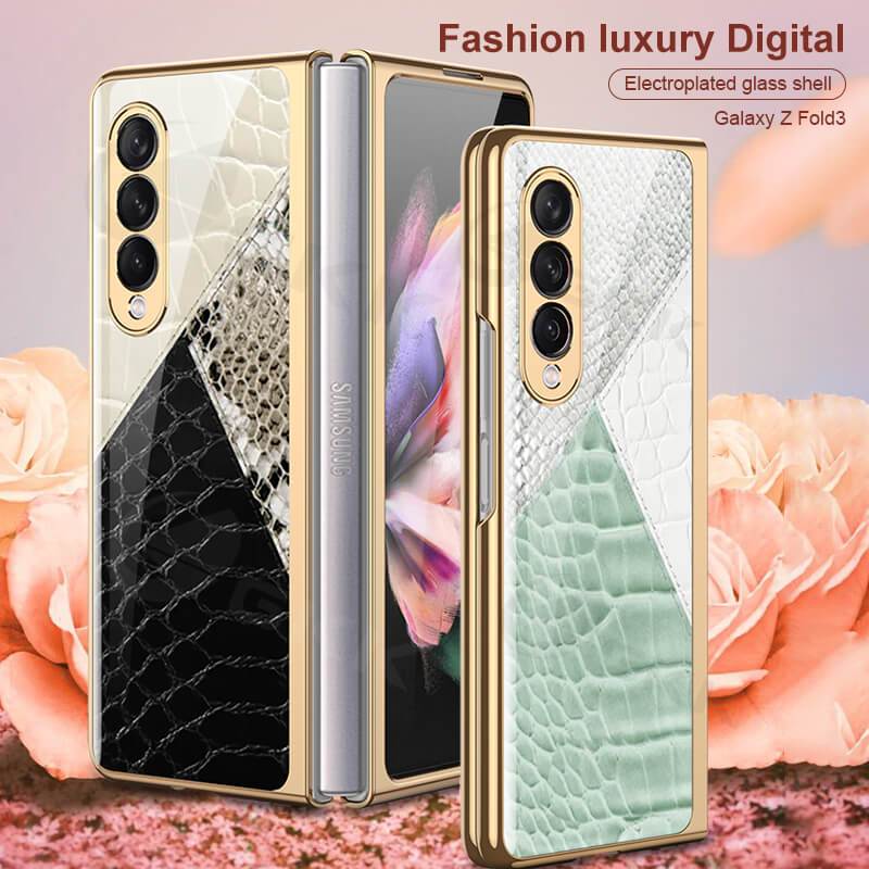 Python Leopard Print Tempered Glass Case for Samsung Galaxy Z Fold 3 5G - {{ shop_name}} varyfun