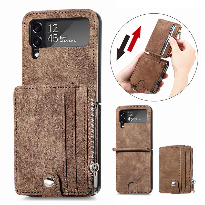 Wallet Case For Samsung Galaxy Z Flip4 Flip3 with Detachable Card Slot Kickstand Zipper - {{ shop_name}} varyfun