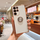 Luxury Electroplating Protective Phone Case With Crystal Stand Ring Holder For Samsung - {{ shop_name}} varyfun