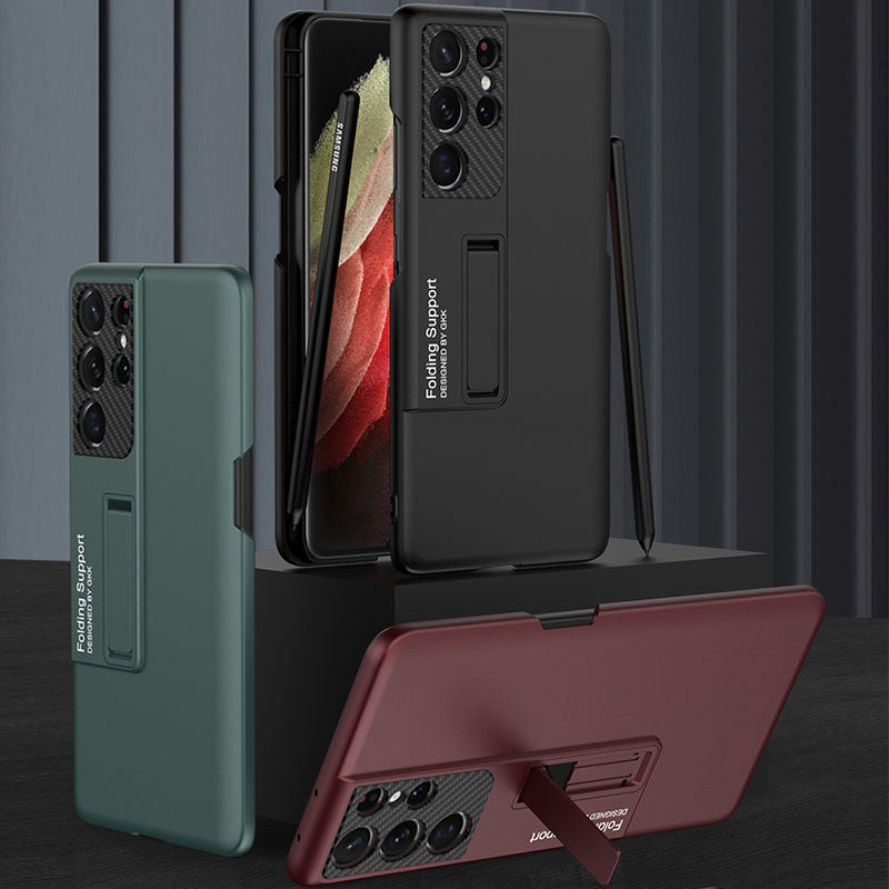 Ultra-thin Matte Magnetic Holder S Pen Slot Phone Case For S21 Ultra With Pen - {{ shop_name}} Dealggo.com