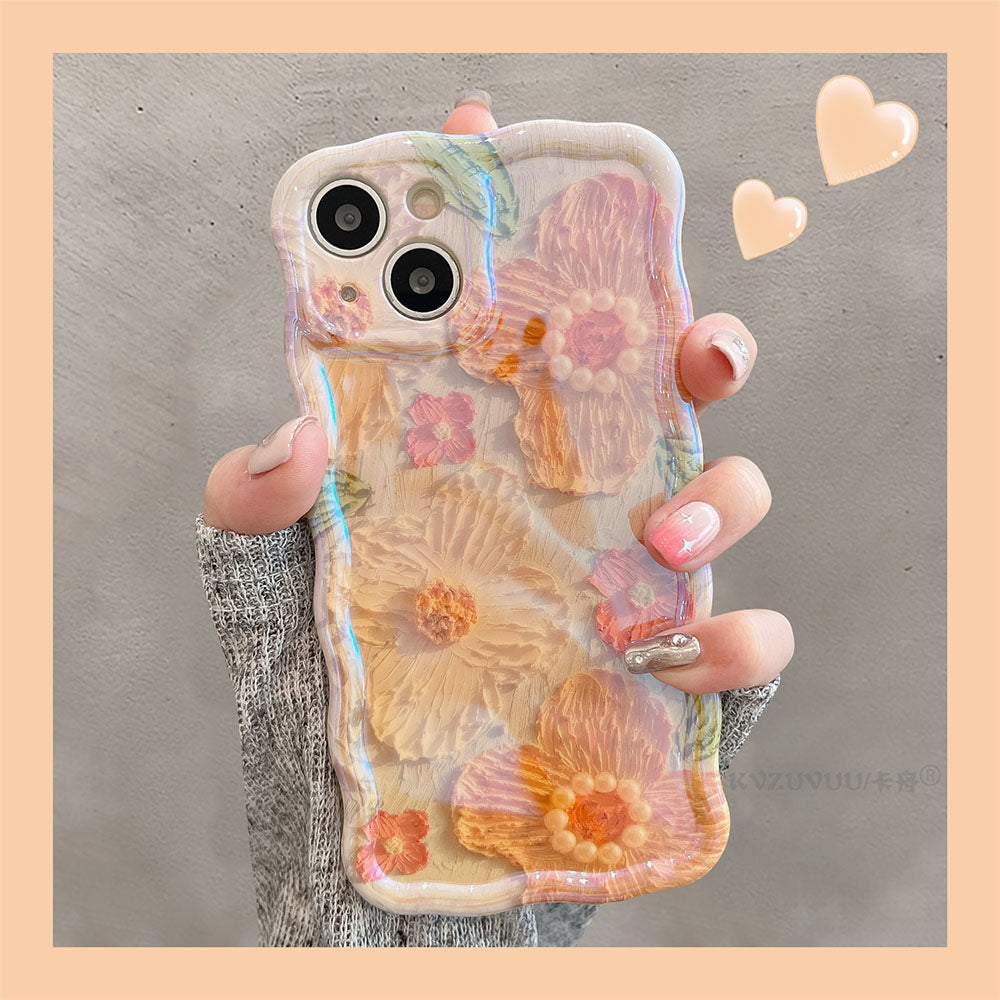 Luxury Pearl Oil Painting Flower iPhone Case - {{ shop_name}} varyfun