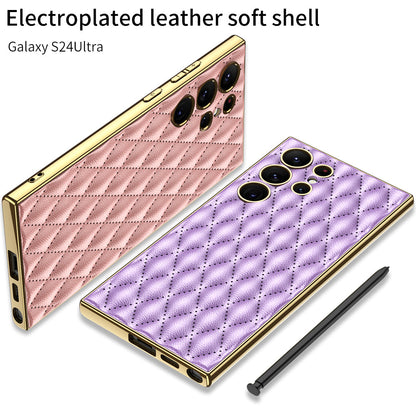 Electorplated Leather Soft Shell For Samsung Galaxy S24 S23 Ultra Plus