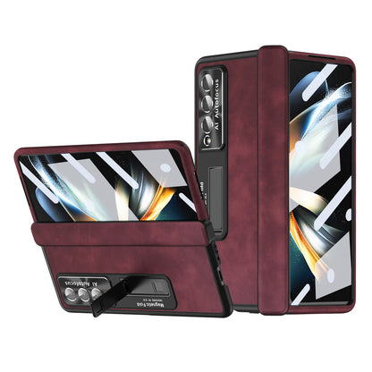 Luxury Nappa Leather Cover Magnetic Hinge Folding Shell Case For Samsung Galaxy Z Fold3 Fold4 Fold5 With S-Pen Slot & Stylus - mycasety2023 Mycasety