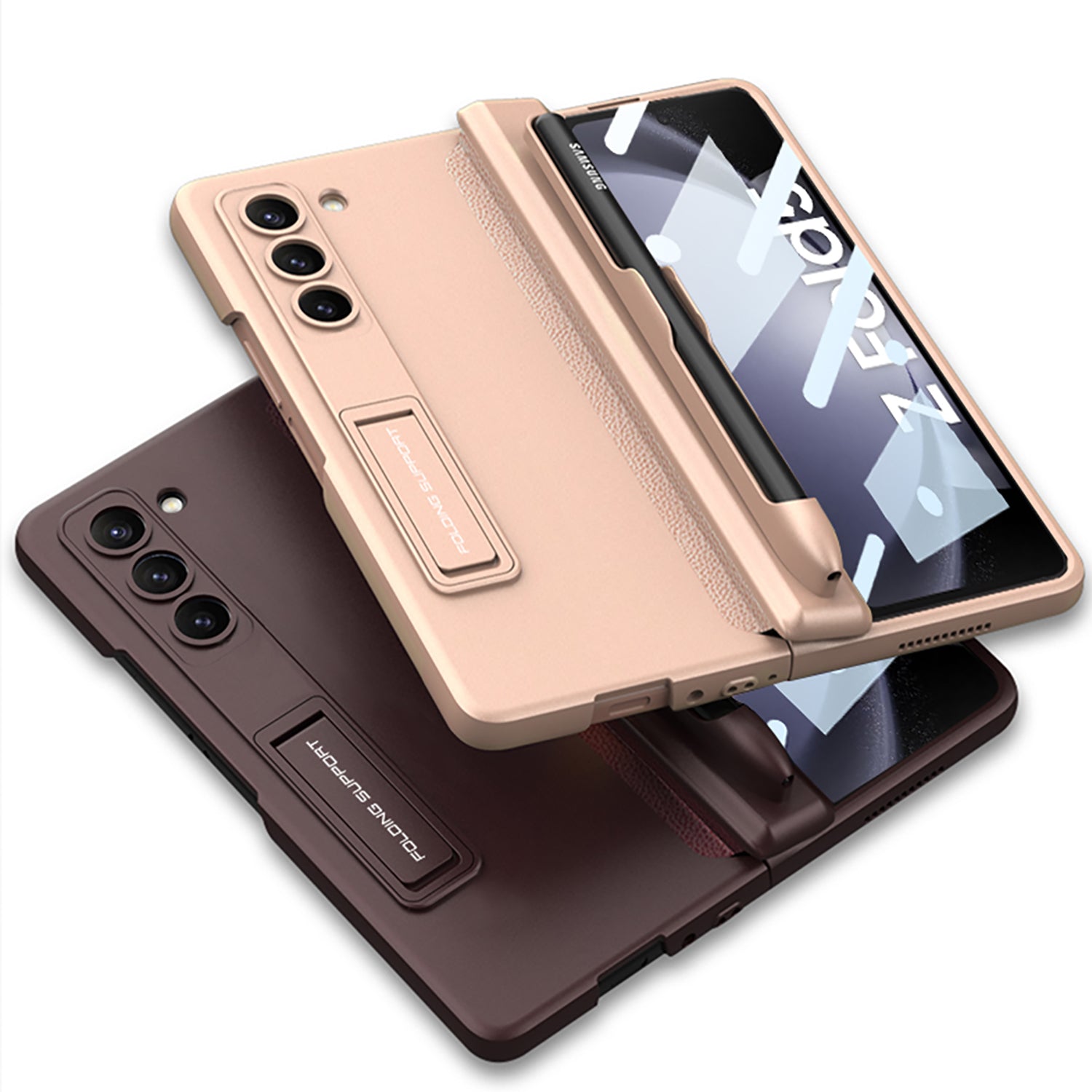 Magnetic Hinge S Pen Slot Ultra-Thin Phone Case With Back Screen Protector For Samsung Galaxy Z Fold 5/4/3 5G - mycasety2023 Mycasety