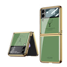 2022 Luxury Deer Pattern Electroplating Tempered Glass Case For Samsung Galaxy Z Flip 3 5G - {{ shop_name}} varyfun