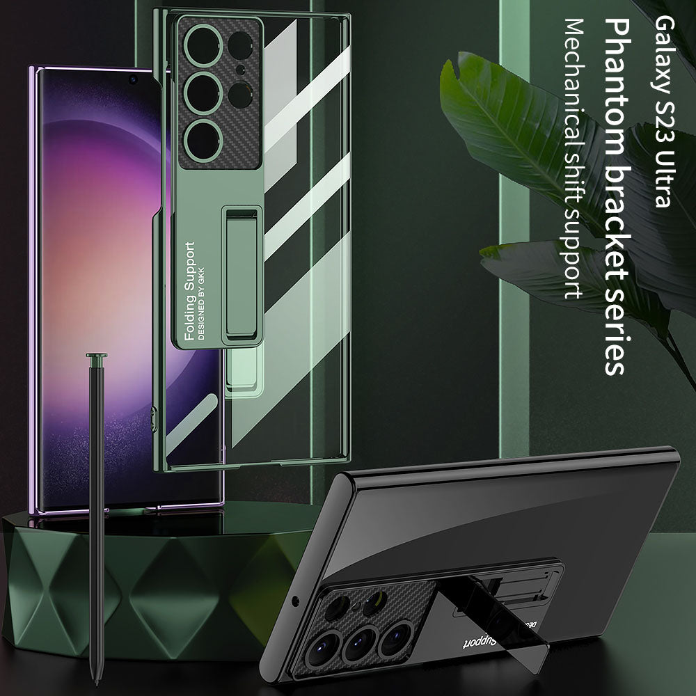 Magnetic Bracket Electroplated Soft Clear Phone Case For Samsung Galaxy S22 S23 Ultra - {{ shop_name}} varyfun